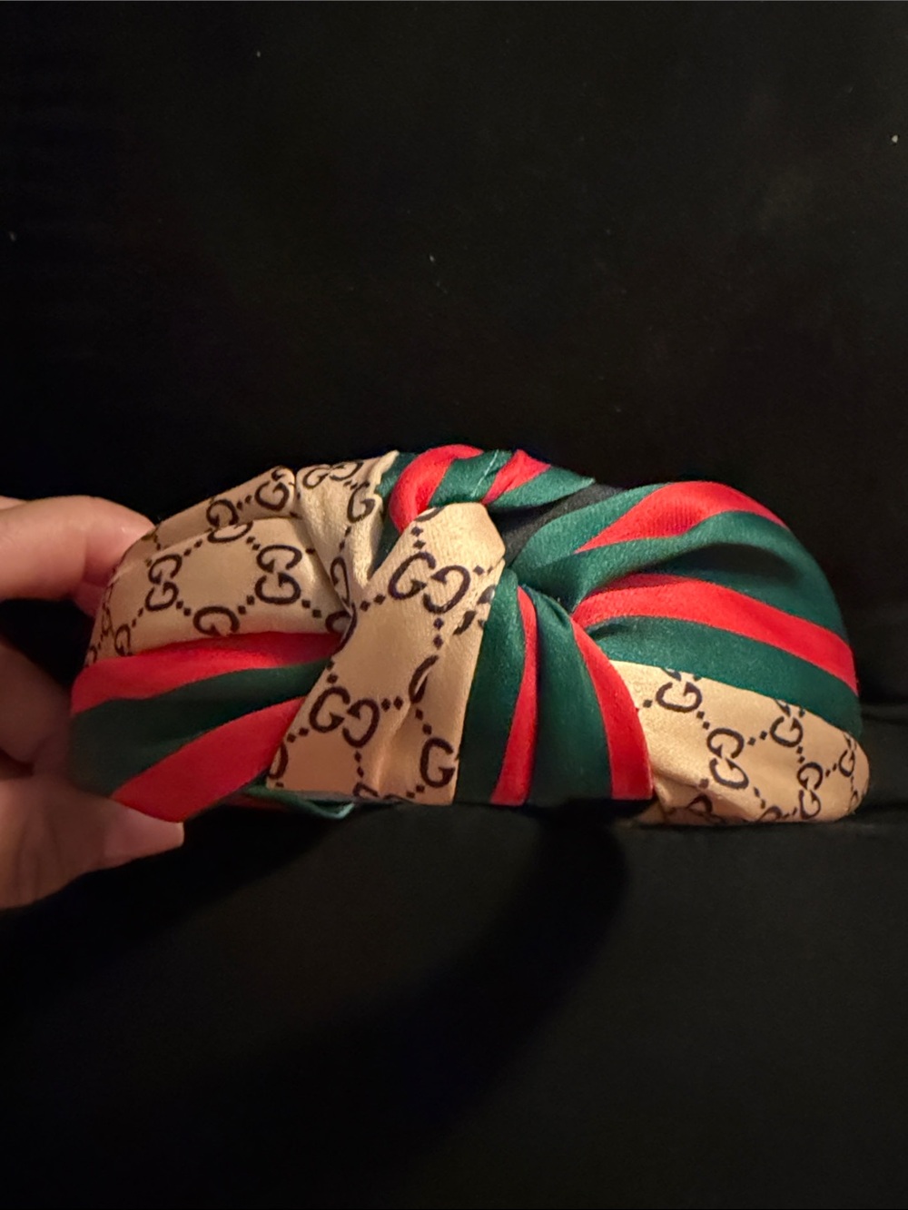 Red Green and Beige Knotted Logo Headband